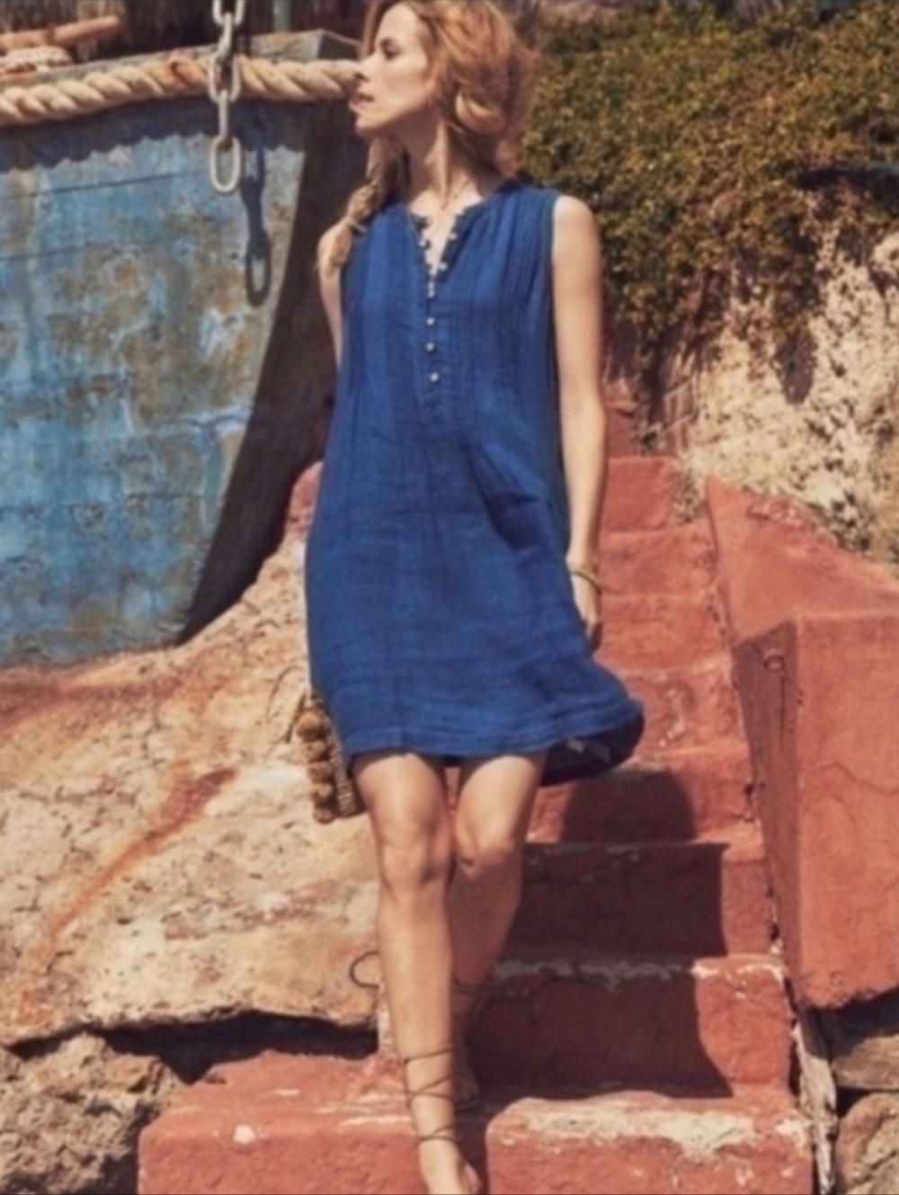 Faherty | Indigo Blue Textured Knit Dress